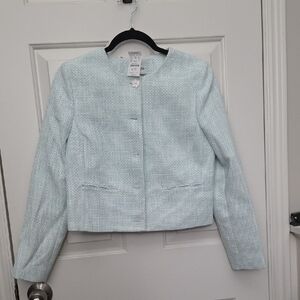 J. Crew Light Blue Tweed Crop Blazer